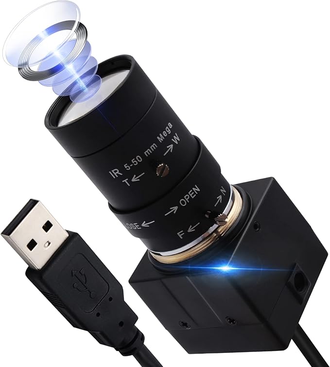 4K USB Camera - 10X Optical Zoom Ultra HD 2160P IMX415 Sensor Plug and Play for Windows Linux Mac Raspberry Pi