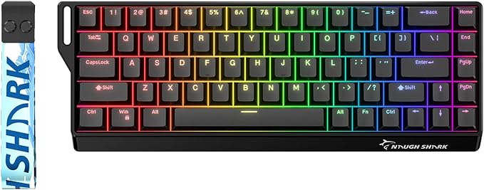 GK GAMAKAY x NaughShark NS68 Rapid Trigger Wired Gaming Keyboard 65% Hall Effect Mechanical Keyboard 8KHz Polling Rate 0.01mm RT Snap Tap Outemu Peach Crystal Magnetic Switch (Black-Shine Through)