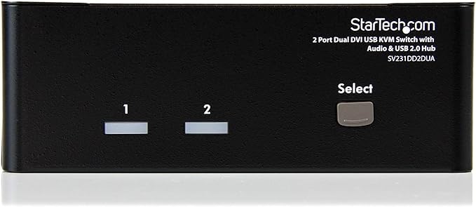 StarTech.com DVI KVM Switch with Audio &amp USB 2.0 Hub – 2-Port USB KVM Switch - 1920 x 1200 - Dual Monitor KVM Switch  TAA (SV231DD2DUA)