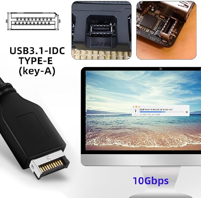 Xiwai 10Gbps 4 Ports HUB Front Panel USB 3.1 Type-A &amp Type-C to Motherboard Type-E Connector Cable 10Gbps for 5.25 CD-ROM Bay Tray