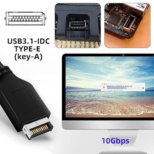 Cablecc 4-Port Internal USB 3.1 Gen 2 Front Panel Hub(2X Type-A + 2X Type-C) for 5.25 Bay Connects to Motherboard Type-E Header
