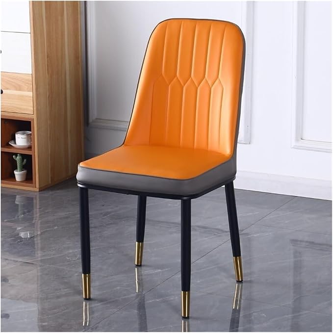 Adjustable Office Computer Chair with Armrest 1pcs Dining Chair with Backrest for Comfort and Durability Sleek Black Legs with Gold Accents(Orange)