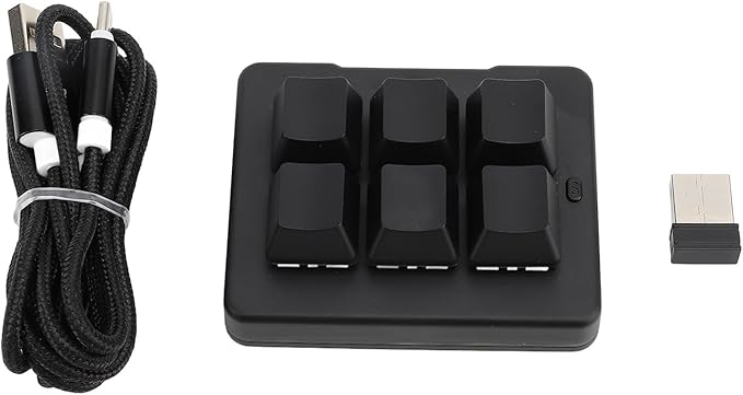 ciciglow 6-Key Gaming Keyboard USB 2.4G RGB Wired Mechanical Keyboard with Macro Programming Mini Portable OneHanded Blue Switch
