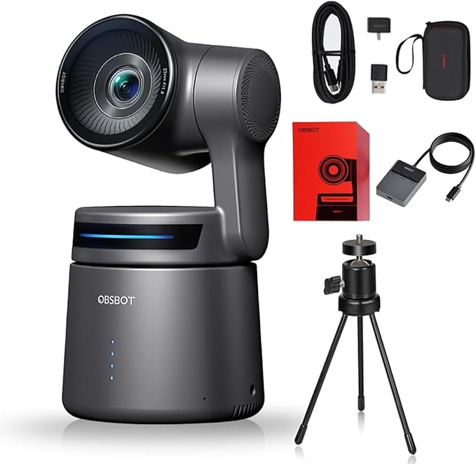 OBSBOT Tail Air with NDI Activated Bundle with Wireless Multi-Cam 4K Streaming Camera AI Tracking &amp Gesture Control PTZ Webcam for YouTube Twitch Church HDMI USB-C Wireless Unlimited Connect