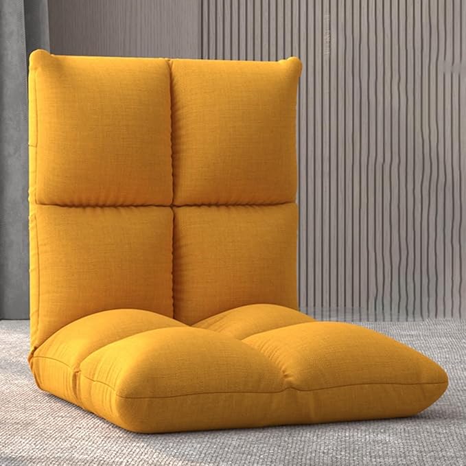 ELEFOCUS 6-Position Floor Chair with Back Support for Adults Folding Floor Gaming Chair Folding Lazy Sofa Chair for Living Room(/Yellow)