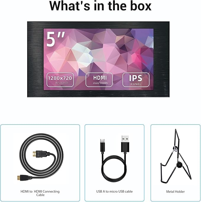 5 inch Touch Screen Monitor 1280x720 Mini IPS ScreenHDMI PC Monitor with HDMI Inputs Compatible with Raspberry Pi PCLaptop