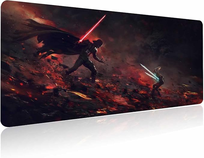 XXL Mouse Pad Ahsoka-Tano Vs VaderExtra Large Gaming Mousepad Laptop Desk MatNon-Slip Rubber BaseStitched EdgesSmooth FabricComputer Keyboard &amp Mice Combo Pads for Office Game 31.5x15.7
