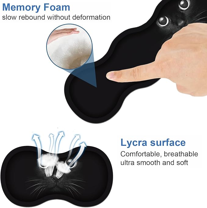 Ergonomic Keyboard Wrist Rest &amp Mouse Pad Wrist Rest Set Large XXL Gaming Desk Mat 31.5x 11.8 with Memory Foam Easy Typing Pain Relief for Office &amp Home Cute Black Cat Face