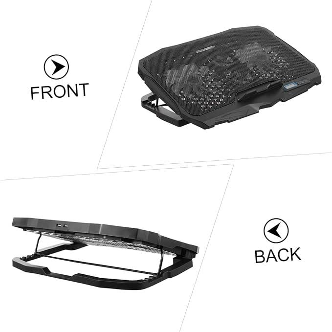 Gatuida Adjustable Laptop Cooler Stand Speed Silent Fan Metal Mesh Cooling Pad for Ergonomic Height Support Stable Ventilated Base for Cervical Spine Care Compatible with All Laptops