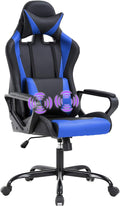 HHS Gaming Chair Computer Chair Video Game Chairs Ergonomic Racing Gamer Chair with Massage Lumbar Support and Headrest Armrest Big and Tall Comfortable Gaming Recliner for Adults Teens Blue