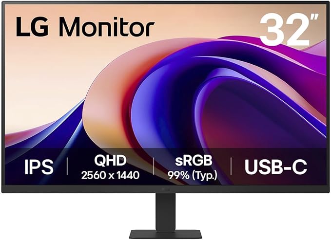 LG 32U631A-B 32-Inch Desktop PC Screen - IPS Panel QHD Resolution (2560 x 1440) 5ms 100Hz HDR 10 sRGB 99% (CIE1931) Tiltable HDMI 2.0 USB-C (15W)