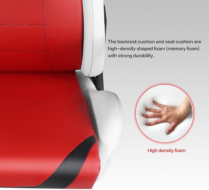 Modern-Depo Ergonomic Gaming Chairs for Adults with High-Density Memory Foam | Swivel Comfortable Office Chair Big and Tall Video Game Chair High Back Computer Chair for Home Office Red White
