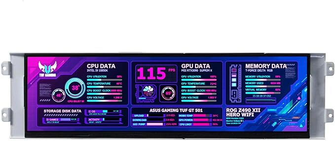 VSDISPLAY 12.7 Inch 2K Bar LCD Screen Monitor 2880x864 IPS DIY for D41 Computer PC Case Building CPU/GPU Monitoring Secondary Displaywith USB-C DP Input