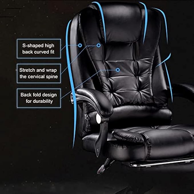 Gaming chair  Executive Massage Computer Chair Heated Office Chairwith 7-Point VibrationRecliner PU Leather High Back Swivel Chair Armchair with FootrestErgonomically Designed ( Color : Brown  S