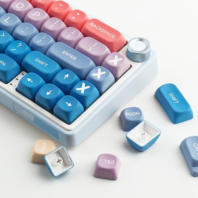 PBT Keycaps 143 Keys MOA Profile Cute Rainbow Candy Keycap Dye-Sublimation Fairy Tales Keycaps Set Custom Keycap for Cherry Gateron MX Swithes Mechanical Keyboards