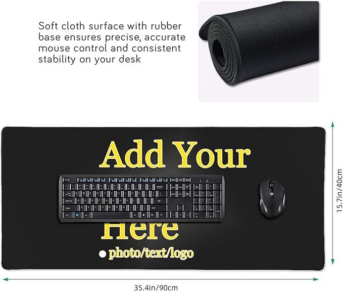 Custom Mouse Pad Personalized Mouse Pad with Your Photo Design Non-Slip Waterproof Customized Desk Pad Suitable for Office Gaming(35.5L x 16W inches)