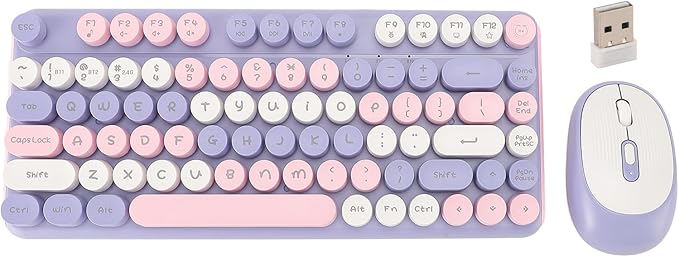 Mechanical Gaming Keyboard 2 - Modes 82 Keys Adjustable DPI Keyboard with Low Noise Mouse for Office Gaming BT / 2.4GHz (Violet)