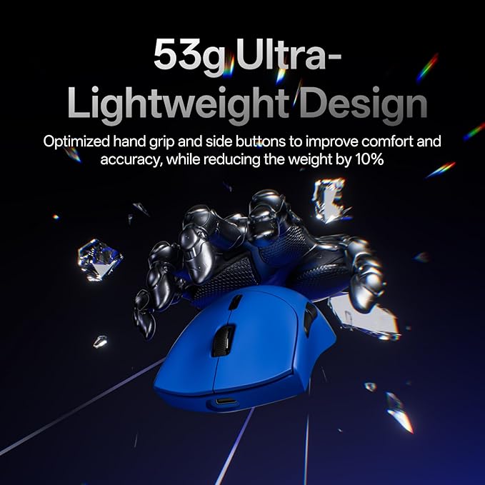 Rapoo VT7 Wireless Gaming Mouse True 8K Wireless Polling Rate 53g Lightweight Up to 750 Hr Battery Nordic nRF54L15 MCU 100-Million Mechanical Switch 10 Programmable Buttons Macro Enabled