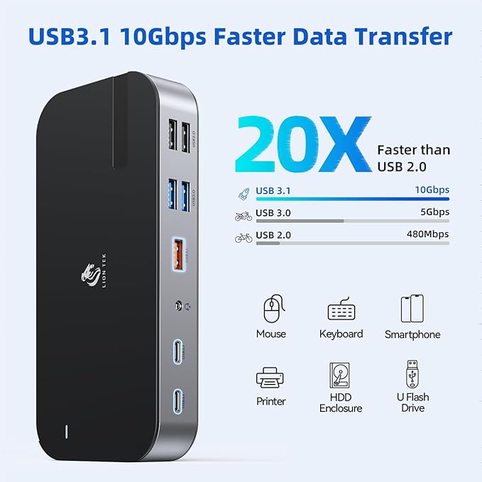Laptop Docking Station16 in 1 USB C Docking Triple MonitorUSB C Dock Station with 3 HDMIPD 100W USB 3.1/3.0/2.0RJ 45 EthernetmicroSD/SD CardAudio for Dell/HP/Lenovo（Exclude Power Adapter