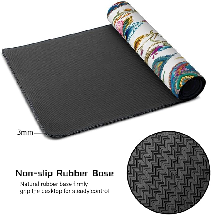 Color Paisley Tree Large Mouse Pad Gaming Mousepad Desk Mat for Desktop Computer Keyboard Waterproof Mouse Mat Desk Pad with Non-Slip Base for Game School Office Home 35.4 x 15.7