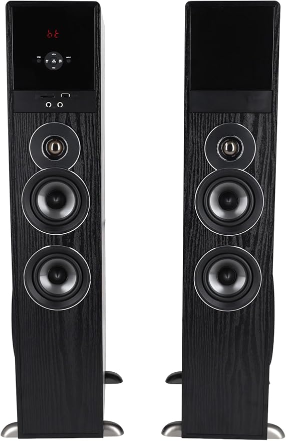 Rockville TM80B Powered Home Theater Tower Speaker System Black 800W 8 Subwoofers Bluetooth USB/SD Playback FM Radio Remote Control Karaoke Ready Perfect for Home Entertainment