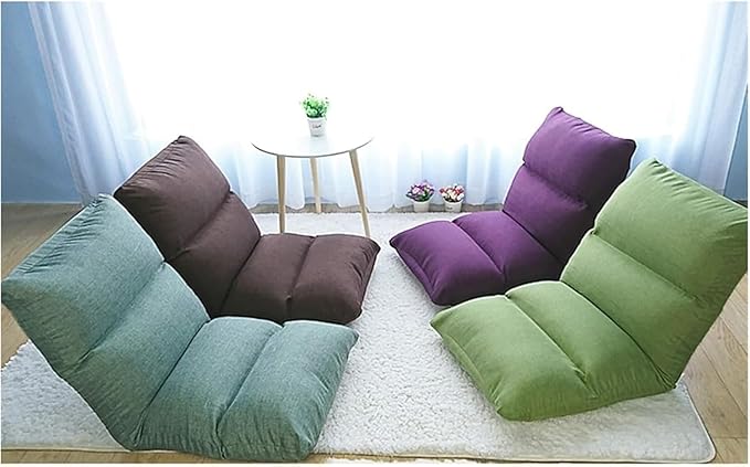 ELEFOCUS Folding Sofa Chair 5-Speed Adjustment Computer Chair Foldable Easy to Remove and Wash Simple Armchair(Green)