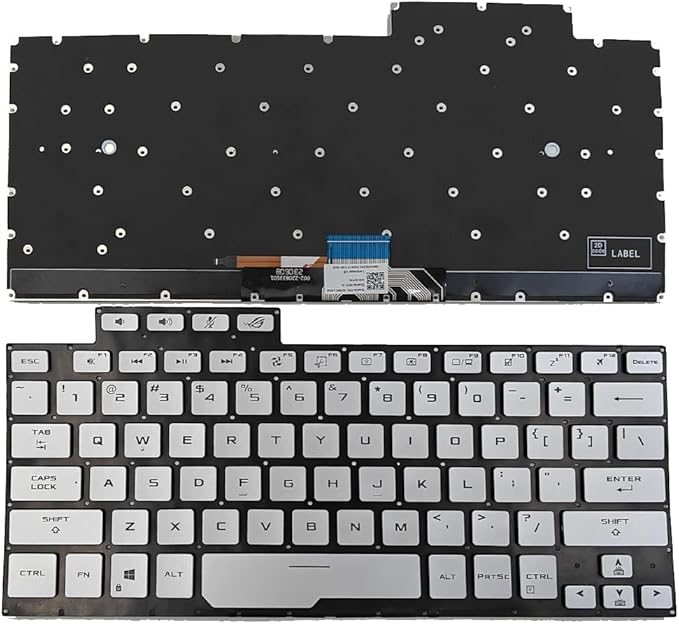 Replacement Silver Keyboard for Asus ROG G14 Zephyrus GA401 GA401I GA401IU GA401IV GA401M GA401QH GA401QM Series Laptop US with Backlit