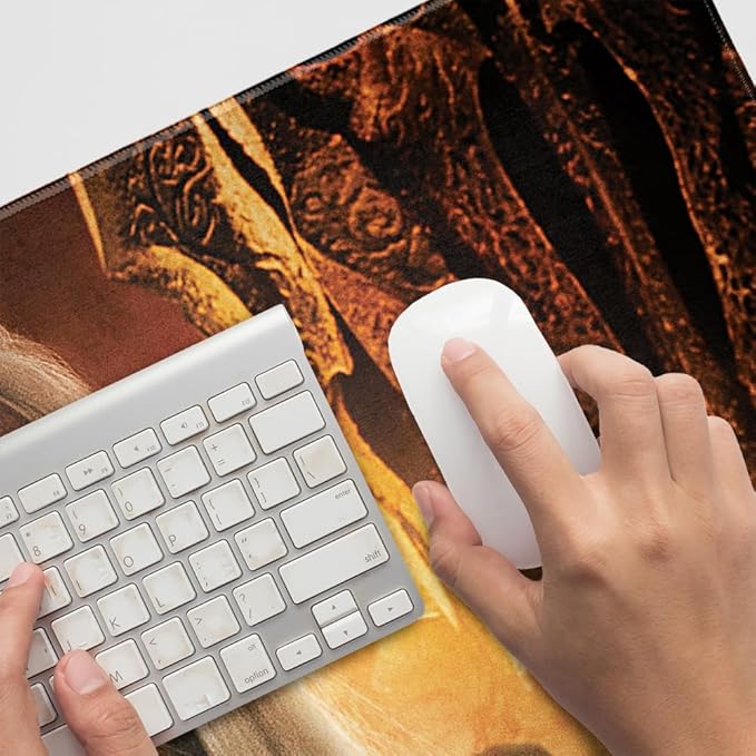 The Lord of The Rings Saruman Character Large Gaming Mouse Pad Desk Mat with Stitched Edges Non-Slip Base for Gamer Home and Office 31.5 x 15.7