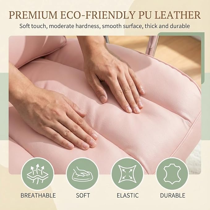 Big and Tall Office Chair 400lbs - Heavy Duty Executive Desk Chair with Footrest High Back PU Leather Ergonomic Computer Chair with Extra Wide Seat &amp Thick Cushion for Home Office (Pink)