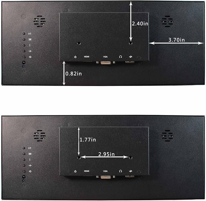 VSDISPLAY 12.3 inch 12.3'' 1920x720 600nit IPS Portable LCD Monitor VS123ZJ01Awith USB VGA Video PortDual Speakers as DIY Stretched Bar Display