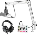 FIFINE Dynamic Gaming Equipment Set for Recording Podcast XLR Mic Gaming Mixer Heavy Duty Boom Arm 3.5mm/6.35mm Studio Headphones with XLR Cable Bundle for Vocal Voice-Over YouTube