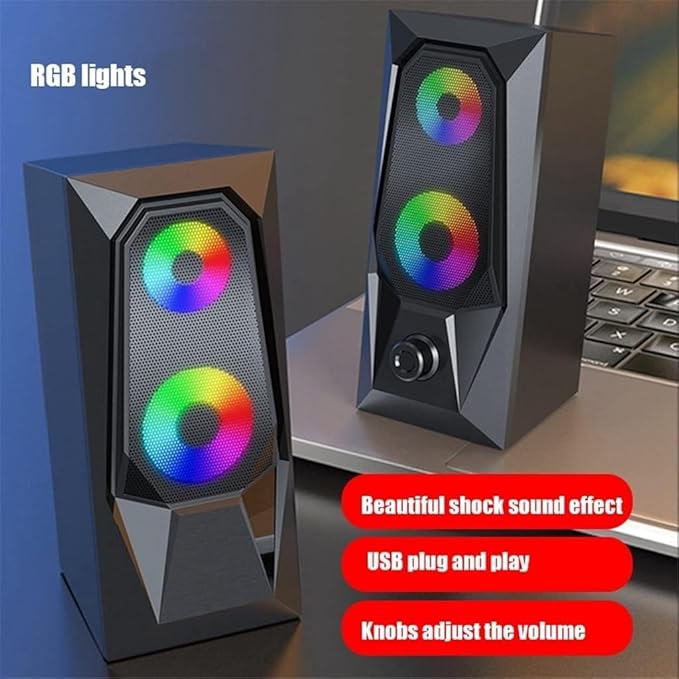 Computer Speakers for Desktop Computer Speaker Computer Speaker 7 Colors LED Effect Sound Luminous RGB Desktop Computer Audio