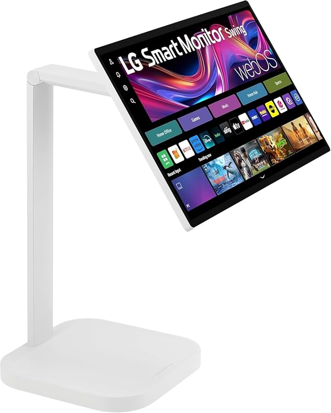 LG Swing 31.5 32U889SA 4K UHD IPS Smart Monitor Eyecare with Touchscreen Rolling Stand webOS AirPlay 2 + Screen Share Built-in Speaker HDMI USB-C 65W Tilt/Height/Swivel/Pivot Stand White