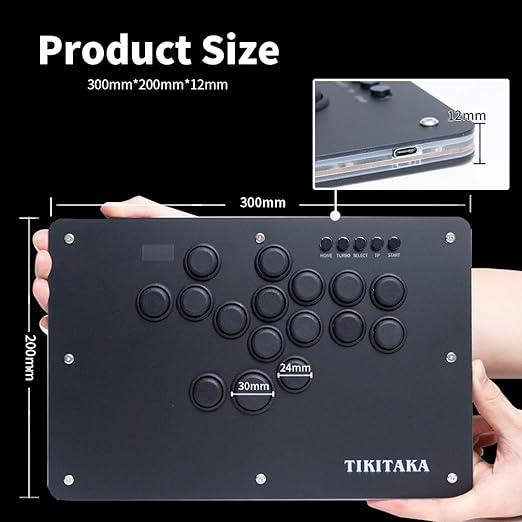 TIKITAKA Arcade Stick Deluxe16B All-Button Gamerfinger with Premium nylon keycaps &amp matte finish panel &amp Turbo FunctionsArcade Controller Street Fight for PC/Ps3/Ps4/Switch/Steam