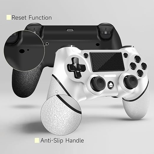 AceGamer 2 Pack for PS4 Controller Wireless Controller for PS4/Pro/Slim/PC with Non-Slip Grip of Both Sides and USB-C Cable! (Black and White)