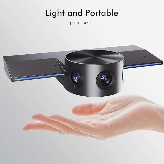 Panoramic 180° Video Camera Immersive Video Conference Experience both Overall and Speakers’ Close-up view 1080P Webcam for Huddle Room and Homebased Office Plug and Play with Micro SD Card Slot