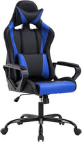 Gaming Chair Office Chair Ergonomic High-Back Racing Desk Chair with Lumbar Support and Headrest – PU Leather Computer Chair for Adults Adjustable Reclining Swivel Chair (Blue)