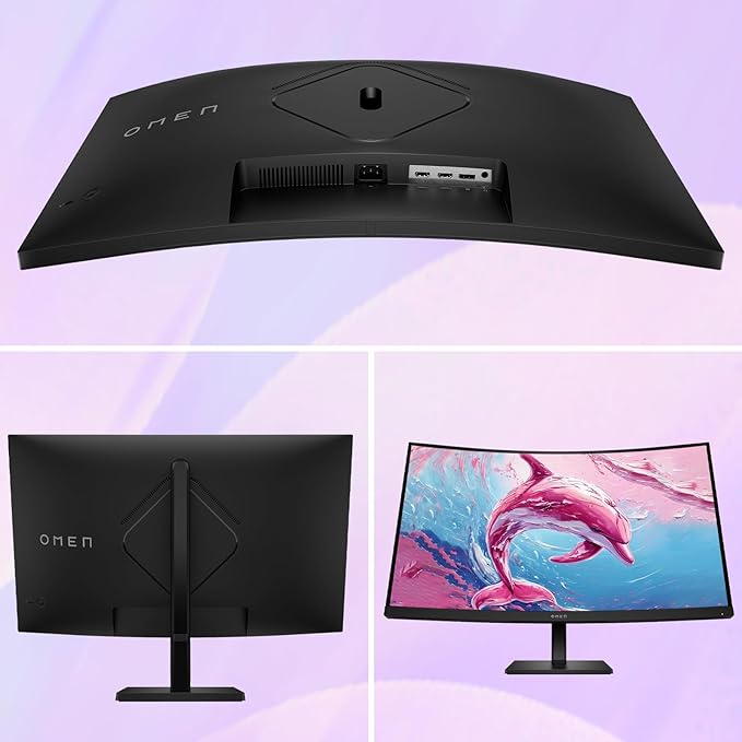 HP OMEN 32c Curved Gaming Monitor - 31.5-inch QHD (2560 x 1440) VA Display 165Hz Refresh Rate 1ms Response Time AMD FreeSync Premium 99% sRGB Adjustable Stand for Console and PC Gaming - Black