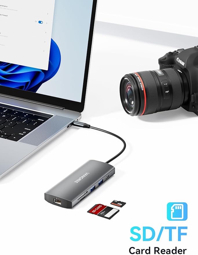 USB C Hub with Dual 4K@60Hz Displayports 2 USB-A &amp 2 USBC 3.2 10Gbps Ports 1Gbps Ethernet 100W PD SD/TF USB C Splitter Docking Station for MacBook Pro/Air iMac iPad Pro XPS Thinkpad Surf