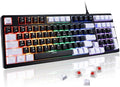 WJX Wired Gaming Mechanical Keyboard Creamy&ampSilent Keycaps RGB Backlit Number Pad MX Cherry Style Cool LED Light PBT Keycaps Hot Swappable USB Keyboard (Black)