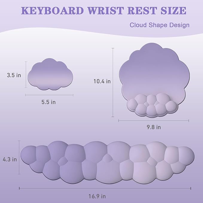 Ergonomic Mouse Pad with Wrist Rest Set Soft Purple Ombre Keyboard Mouse Wrist Support Memory Foam Mousepad for Home Office Work Computer Laptop Non-Slip Base