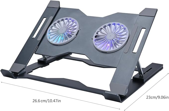 Laptop Cooling Pad with 8 Levels Height Adjustment Aluminum Ventilated Stand with LED Ambiances