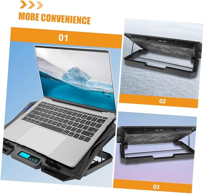 Laptop Cooling Stand with Fan 15.6-inch Quiet Cooling Pad Adjustable Speed Blue LED and Laptop Heat Dissipation for Office and Home Use
