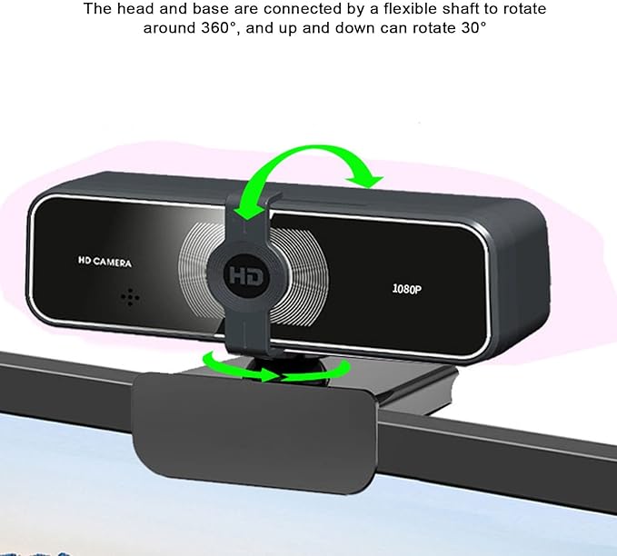 Webcam C 1080p USB Webcam with Rotatable 360° ible Stand Plug and Play PC C for Win10 Win7 Built in Phone