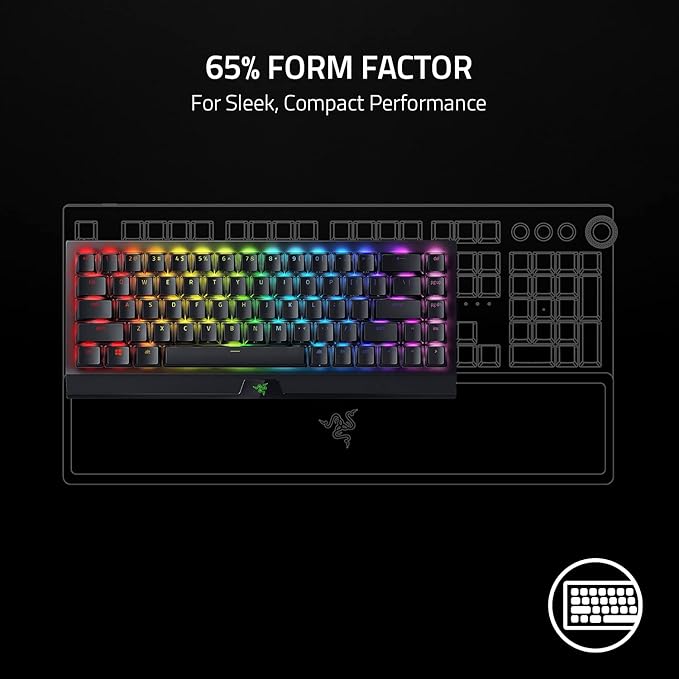 Razer BlackWidow V4 Mini HyperSpeed Wireless Hot Swappable 65% Gaming Keyboard: HyperSpeed Wireless &amp Bluetooth 5.0 - Orange Switches Tactile &amp Quiet - Phantom Pudding Keycap(Renewed)