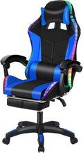 Gaming Chair Computer Chair with Footrest and Massage Lumbar Support Racing Executive Ergonomic Adjustable Swivel Task Chairs with Headrest and Lumbar Support (Blue)