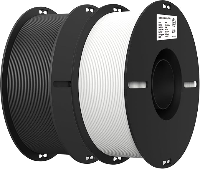 Creality 2kg Black &amp White PLA 1.75mm Filament Bundle for 3D Printing with No-Tangling Strong Bonding and Overhang Performance Accuracy +/- 0.02mm