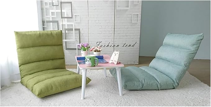 ELEFOCUS Folding Floor Chair Foldable 6-Speed Adjustment Single Small Sofa Easy to Remove and Wash Computer Chair(Green)