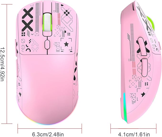 Asixxsix 3 Modes Wireless Mouse with Wired Wireless BT Chargeable Ergonomic Gaming Mouse with 2.4G Receiver 650mAh Battery Large Sized Blue Tooth Cordless Mouse for Laptop PC