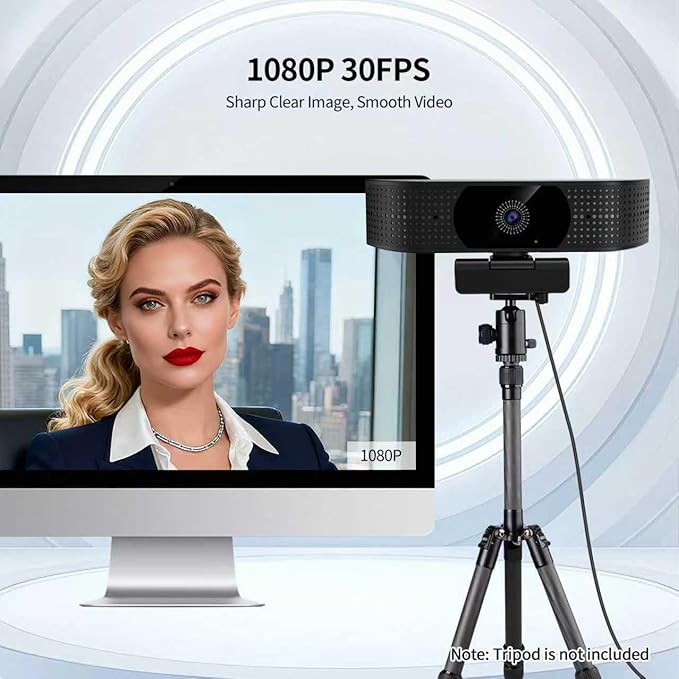 1080P Wireless Webcam for PC Webcam with Noise-reducing Mic 92°FOV360° Rotation Plug and Play Wireless Camera Works with Skype Zoom for indoor and outdoor Conference meetings video calls